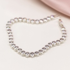 Silver Plated Round Cup Chain Crystal Bracelet by Peace of Mind